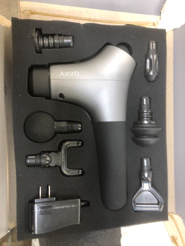Photo 2 of AEVO Muscle Massage Gun [Deep Tissue Relief] [Ultra-Quiet] [Portable Handheld Fascia Massage Gun] [Max 3200 RPM] [6 Massage Heads] - Silver
