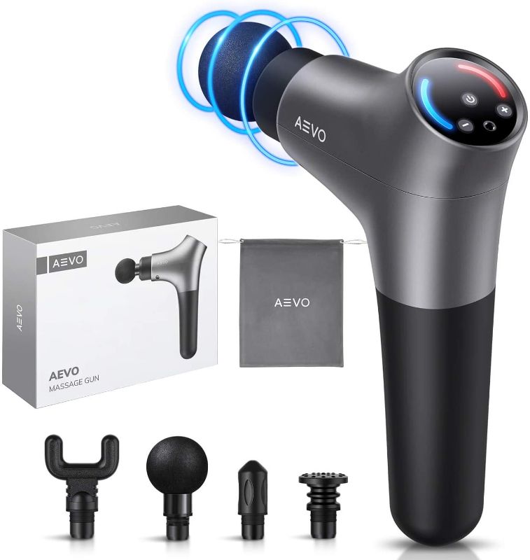 Photo 1 of AEVO Muscle Massage Gun [Deep Tissue Relief] [Ultra-Quiet] [Portable Handheld Fascia Massage Gun] [Max 3200 RPM] [6 Massage Heads] - Silver
