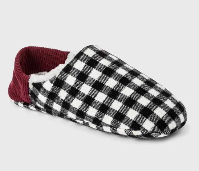 Photo 1 of Adult Buffalo Check Plaid Sherpa Lined Pull-On Slipper Socks with Huggable Heel & Grippers - Wondershop™ Black/White
