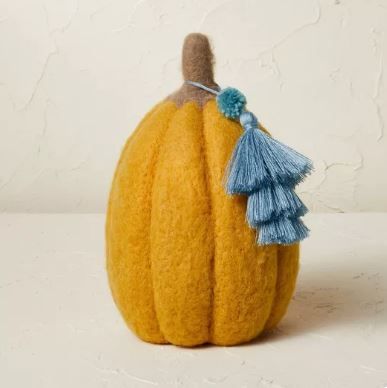 Photo 1 of 9" x 6" Felted Pumpkin Figurine Gold - Opalhouse™ designed with Jungalow™
