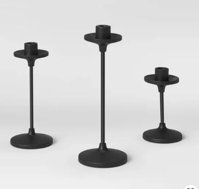 Photo 1 of 11"x4" Set of 3 Tapers Metal Candle Holder Black - Threshold™
