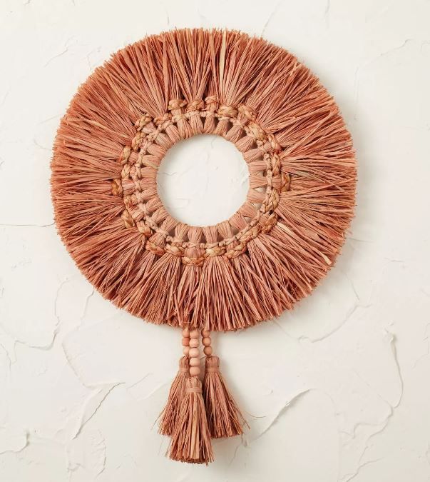 Photo 1 of 20" Raffia Wreath Pink - Opalhouse™ designed with Jungalow™
