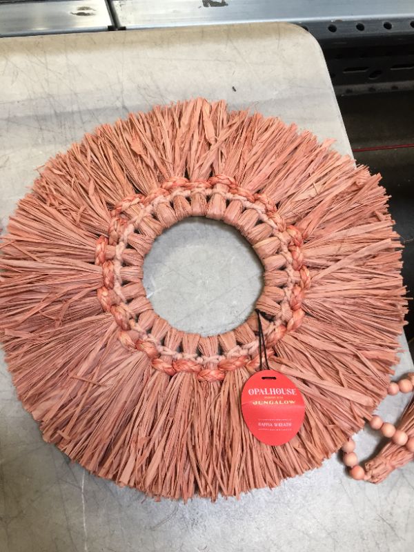 Photo 2 of 20" Raffia Wreath Pink - Opalhouse™ designed with Jungalow™
