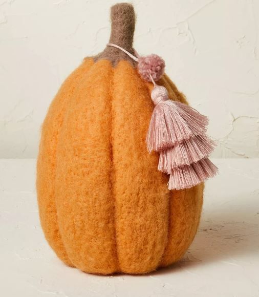 Photo 1 of 9" x 6" Felted Pumpkin Figurine Apricot - Opalhouse™ designed with Jungalow™
