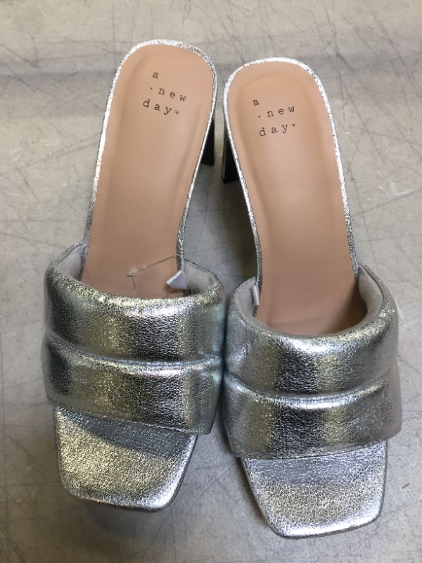 Photo 1 of a new day womens shoes size 7 silver slip on heels