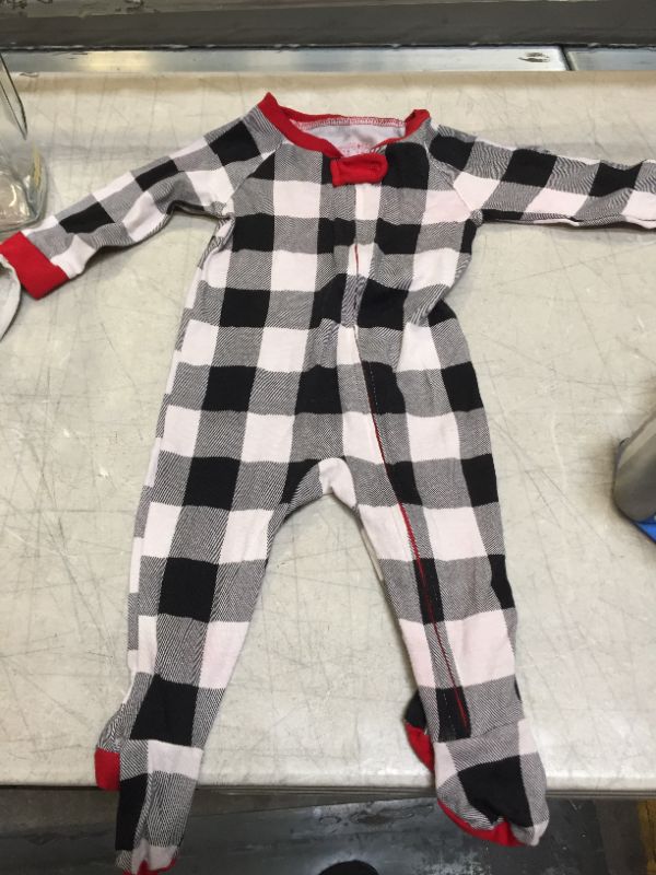 Photo 2 of Baby Holiday Buffalo Check Flannel Matching Family Footed Pajama - Wondershop™ White-3-6M
