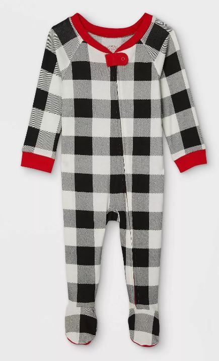 Photo 1 of Baby Holiday Buffalo Check Flannel Matching Family Footed Pajama - Wondershop™ White-3-6M
