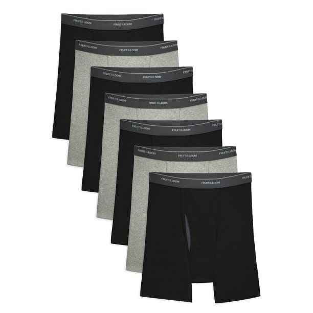 Photo 1 of Fruit of the Loom Men's CoolZone Fly Black and Gray Boxer Briefs, 7 Pack size S
