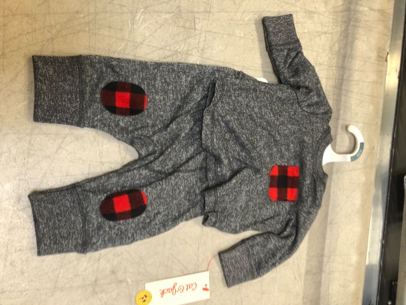 Photo 2 of Baby Boys' Buffalo Plaid Cozy Top & Bottom Set - Cat & Jack™ Charcoal Gray size 0-3M
