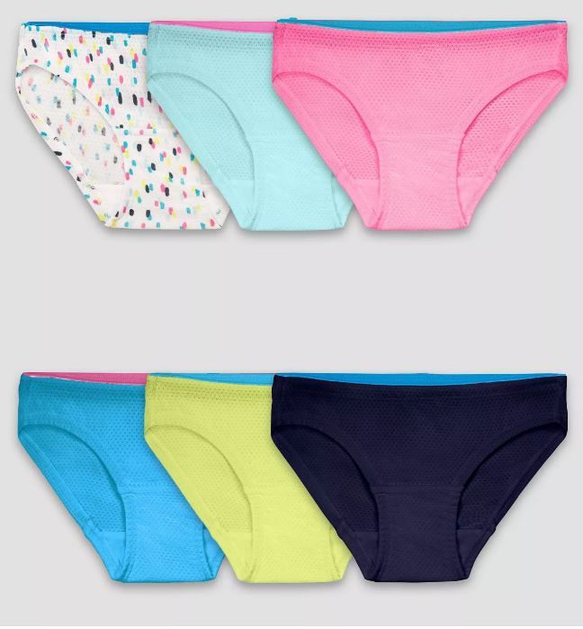 Photo 1 of Fruit of the Loom Breathable Girls' 6pk Micro-Mesh Bikini Briefs - Colors Vary size 14
