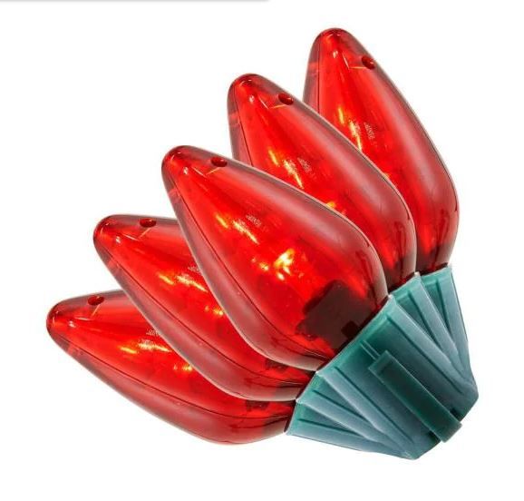 Photo 1 of 16 ft. 25-Light LED Red C9 Super Bright Steady Lit String Light
