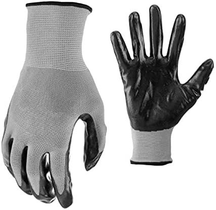 Photo 1 of Firm Grip Nitrile Coated Tough Working Gloves: Black, Large Size 5 pairs