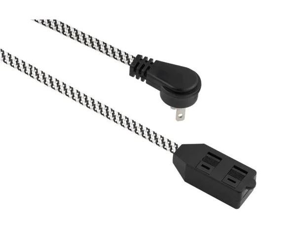 Photo 1 of 12 ft. 16/2 Braided Extension Cord with Safety Cover, in Black and White
