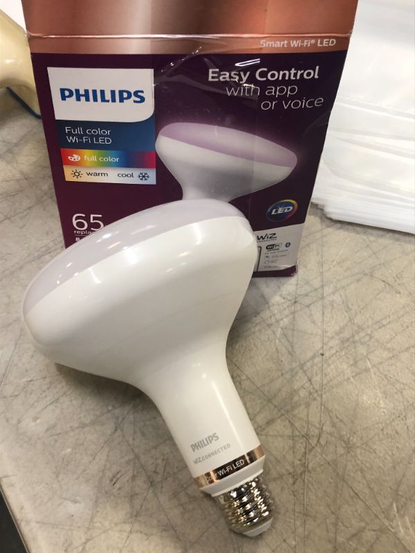 Photo 2 of Color and Tunable White BR40 65W Equivalent Dimmable Smart Wi-Fi WiZ Connected LED Light Bulb
