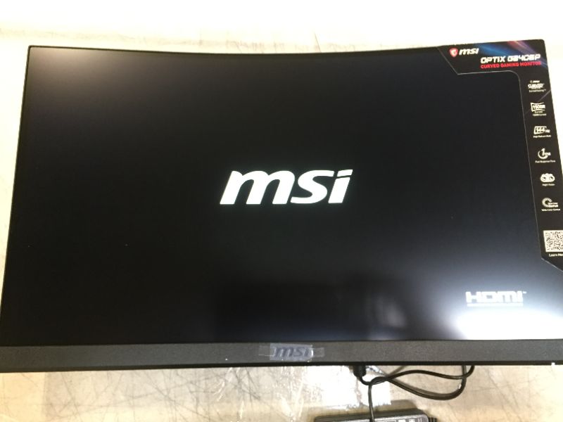 Photo 2 of MSI Optix 23.8" 16:9 Curved FreeSync Full HD 144 Hz VA Gaming Monitor, Black---MISSING 1 SCREW FOR MOUNT---
