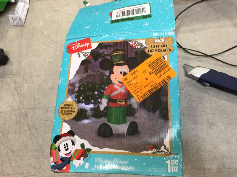 Photo 3 of 3.5 ft. Pre-Lit LED Disney Airblown Mickey as Toy Soldier Christmas Inflatable