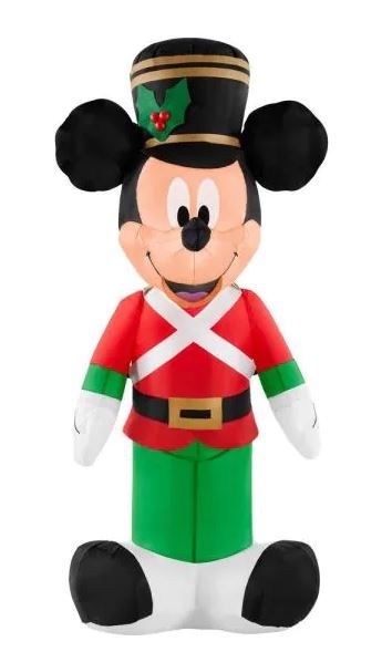 Photo 1 of 3.5 ft. Pre-Lit LED Disney Airblown Mickey as Toy Soldier Christmas Inflatable