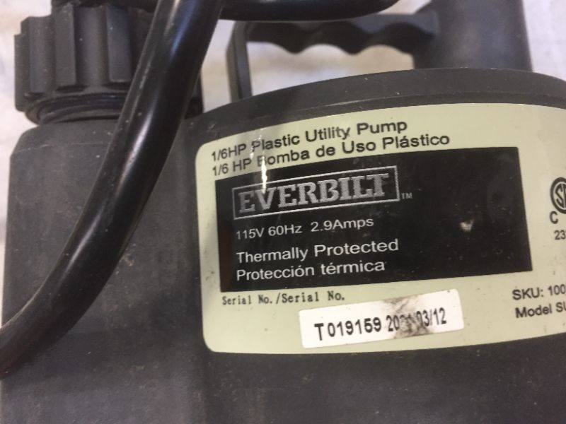 Photo 1 of 1/6 HP Plastic Submersible Utility Pump