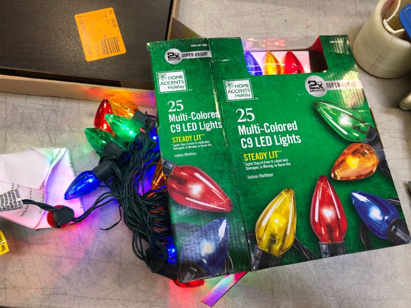 Photo 1 of 16 ft. 25-Light LED Multi Color C9 Super Bright Steady lit String Light
