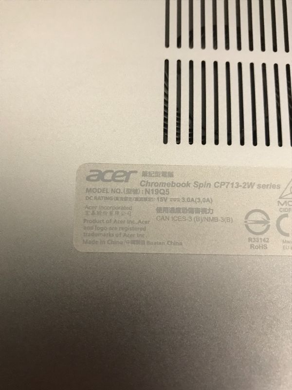 Photo 9 of (Brand new open for photos)Acer Chromebook Spin 713: Intel Core i3-10110U, 4GB DDR4, 64GB eMMC, 13.5" 2K VertiView Touchscreen, Backlit Keyboard, Google Chrome OS (S/N:NXHTZAA00110207F657600)
