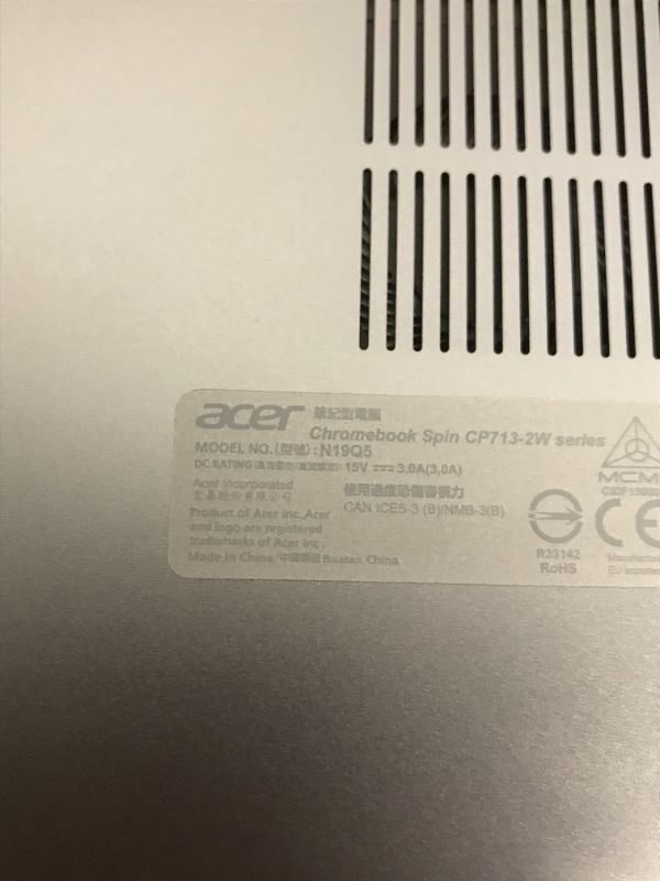 Photo 14 of (Brand new open for photos)Acer Chromebook Spin 713: Intel Core i3-10110U, 4GB DDR4, 64GB eMMC, 13.5" 2K VertiView Touchscreen, Backlit Keyboard, Google Chrome OS (S/N:NXHTZAA00110207F657600)
