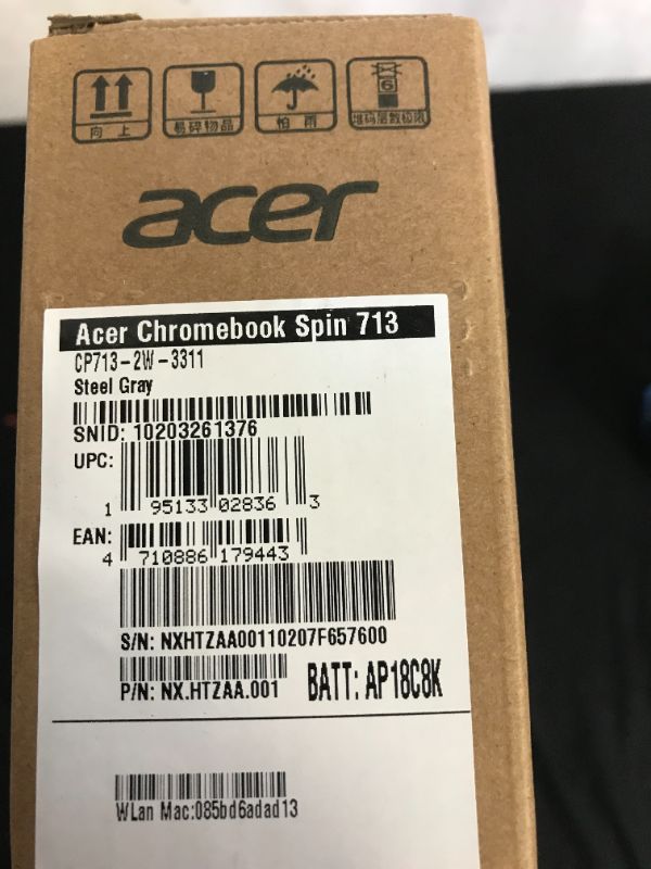 Photo 16 of (Brand new open for photos)Acer Chromebook Spin 713: Intel Core i3-10110U, 4GB DDR4, 64GB eMMC, 13.5" 2K VertiView Touchscreen, Backlit Keyboard, Google Chrome OS (S/N:NXHTZAA00110207F657600)
