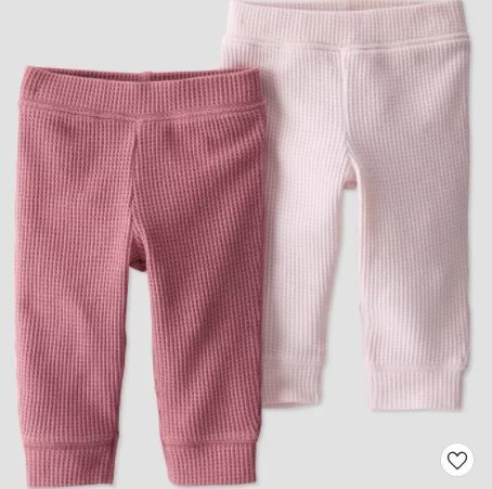 Photo 1 of Baby Girls' 2pk Organic Cotton Solid Pull-On Pants 12months 