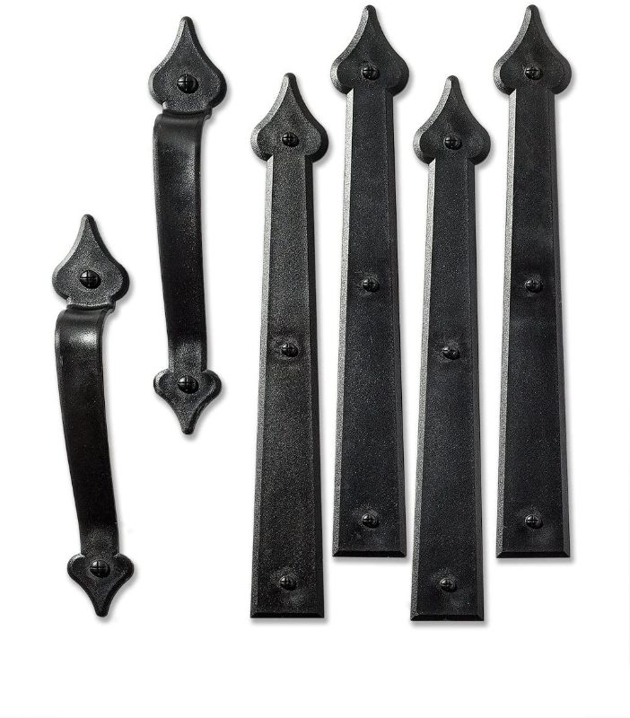 Photo 1 of Creative Hardware 452-07 Handle/Hinge Decorative Accent Set Carriage House (6 Piece) Magnetic Garage Door Hardware, Black