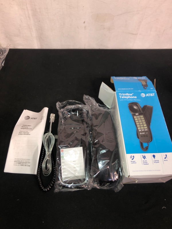 Photo 2 of AT&T 210 Basic Trimline Corded Phone, No AC Power Required, Wall-Mountable, Black