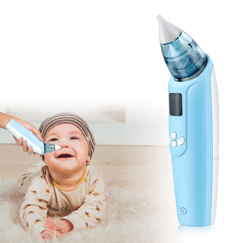 Photo 1 of Electric Nasal Aspirator for Baby, Safe and Hygienic, Booger Mucus Remover Whit Music, Battery Operated Booger Cleaner for Kids (Blue)