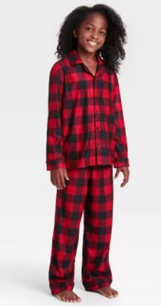 Photo 1 of Kids' Holiday Buffalo Check Flannel Matching Family Pajama Set Size 10
