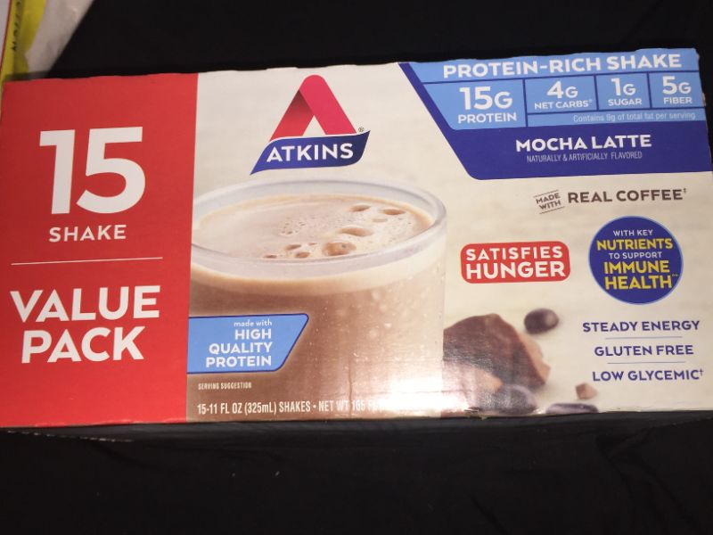 Photo 1 of Atkins Gluten Free Protein-Rich Shake, Mocha Latte, Keto-Friendly, 15 Count