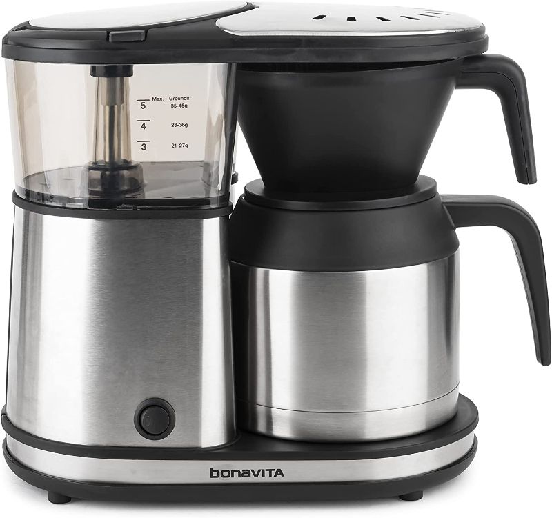 Photo 1 of Bonavita 5 Cup Coffee Maker with Thermal Carafe One-Touch Pour Over Brewing, BV1500TS, Stainless Steel
