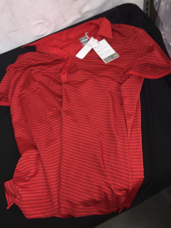 Photo 2 of (xx-large, Salsa) - Callaway Women's Golf Short Sleeve Fine Line Stripe Polo