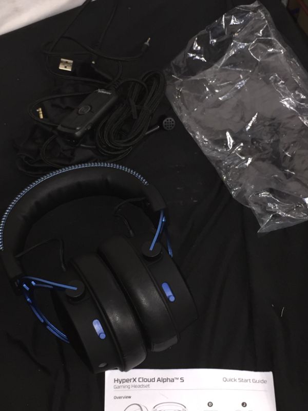 Photo 2 of HyperX Cloud Alpha S - PC Gaming Headset, 7.1 Surround Sound, Adjustable Bass, Dual Chamber Drivers, Chat Mixer, Breathable Leatherette, Memory Foam, and Noise Cancelling Microphone – Blackout
