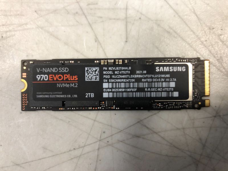 Photo 2 of SAMSUNG 970 EVO Plus SSD 2TB - M.2 NVMe Interface Internal Solid State Drive with V-NAND Technology (MZ-V7S2T0B/AM)
