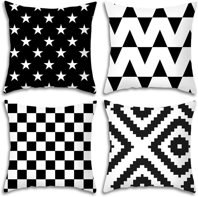 Photo 1 of MAKABO Luxury Soft Plush Throw Pillow Cover Colorful Novelty Modern Geometry Christmas Halloween Home car Sofa Decoration Fits 18 x 18 inches 4-Pack
