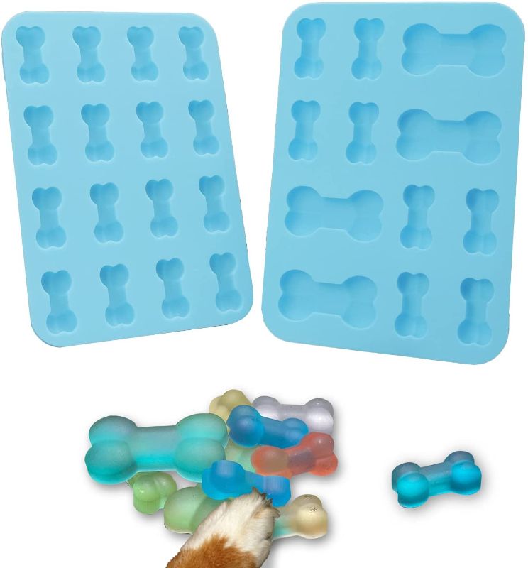 Photo 1 of MODAPHY Bone Silicone Mold, Non-Stick Dog Treats Mold, Ice Cube,Jelly, Biscuits, Chocolate, Candy, Cupcake Baking Mould, Muffin Pan-2PCS (Light blue)
