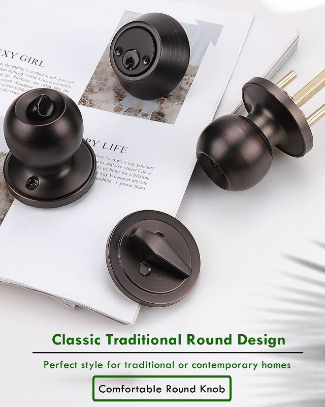 Photo 1 of  Entry Door Knob and Single Cylinder Deadbolt Lock Set Security for Entrance and Front Door, Exterior Door Lock Set 
