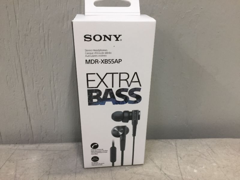 Photo 2 of Sony MDRXB55AP Wired Extra Bass Earbud Headphones/Headset with Mic for Phone Call, Black