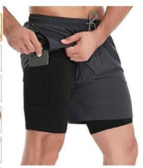 Photo 1 of TELALEO Mens 2 in 1 Running Shorts Workout Training Athletic 5" Gym Double Layer Short with Zipper Pockets
