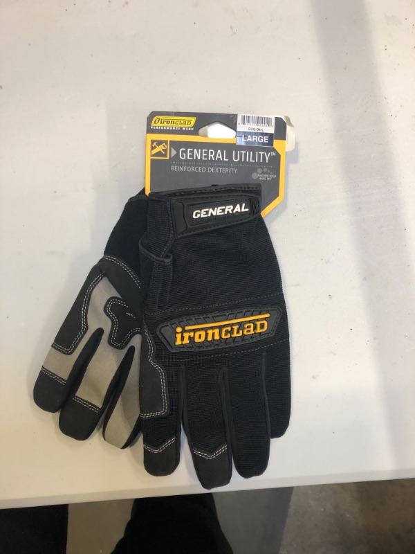 Photo 2 of Ironclad General Utility Work Gloves GUG, All-Purpose, Performance Fit, Durable, Machine Washable, (1 Pair), Large - GUG-04-L , Black
