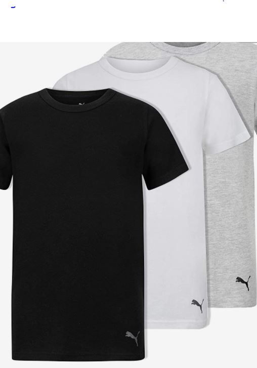 Photo 1 of Classic Fit Crew T-Shirts - 3-Pack, Short Sleeve (For Big Boys) - BLACK/GREY/WHITE  M