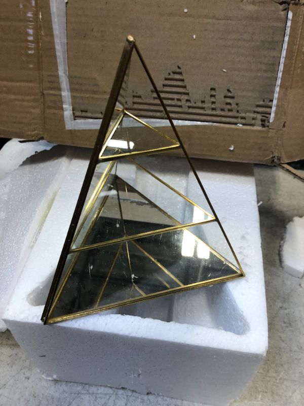 Photo 2 of 9 inches high triangle prism mirror decorative item gold frame 