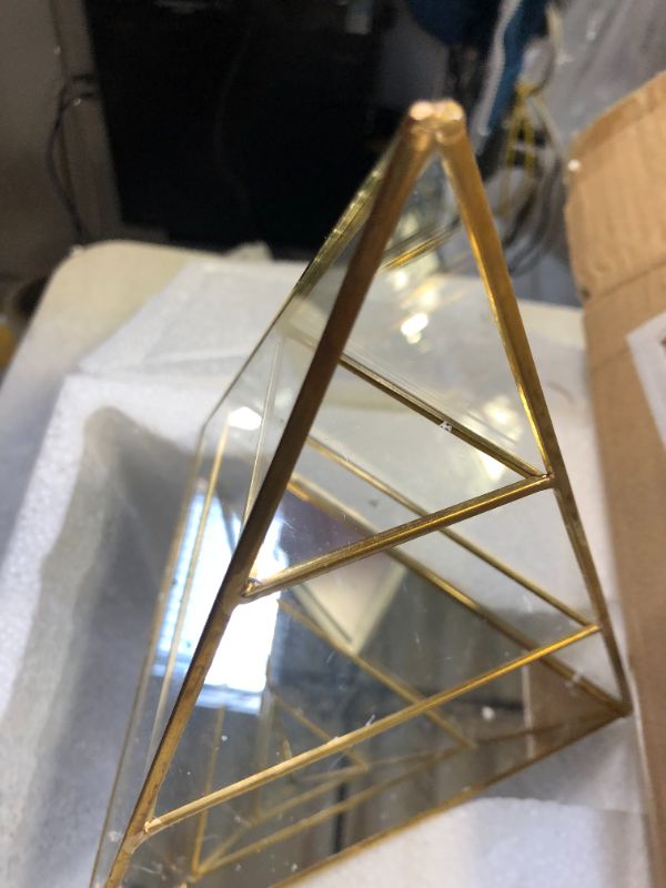 Photo 3 of 9 inches high triangle prism mirror decorative item gold frame 