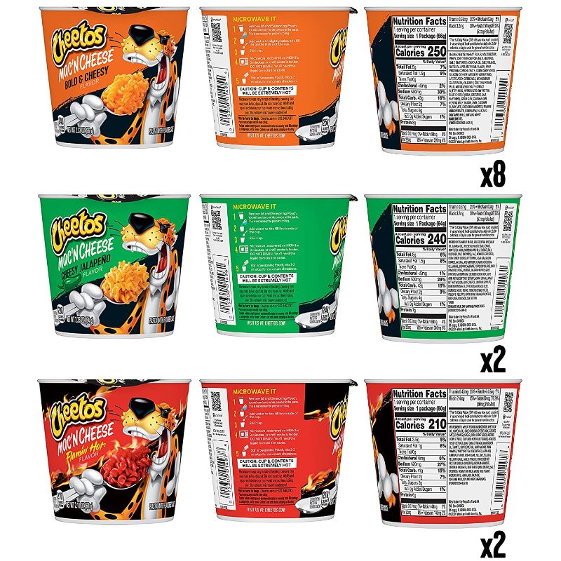 Photo 1 of Cheetos Mac 'N Cheese, 3 Flavor Variety Pack, (12 Cups)--best before Jan 2022
