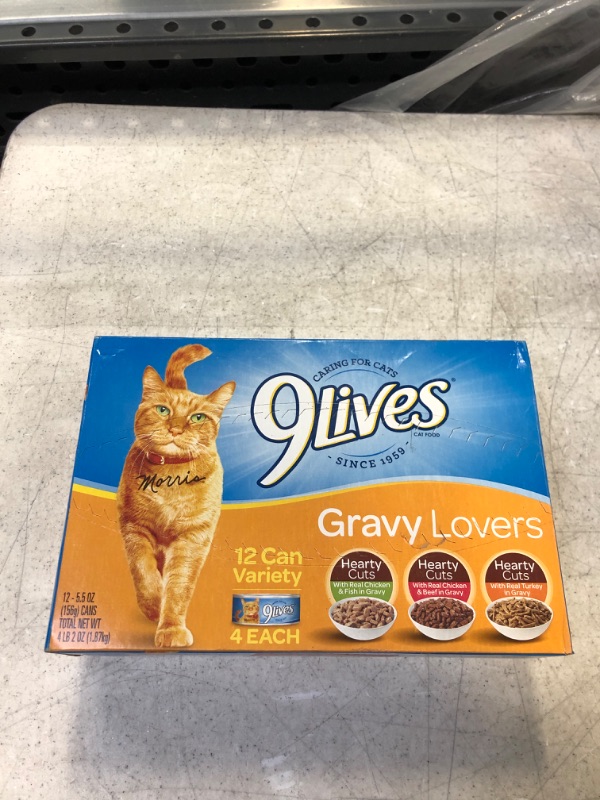 Photo 2 of 9Lives Hearty Cuts Gravy Favorites Wet Cat Food Variety Pack, 5.5-Ounce Cans (Pack of 12) 4 each: Real Chicken & Fish In Gravy, Real Veal In Gravy, Real Beef & Chicken In Gravy March 5th 2022
