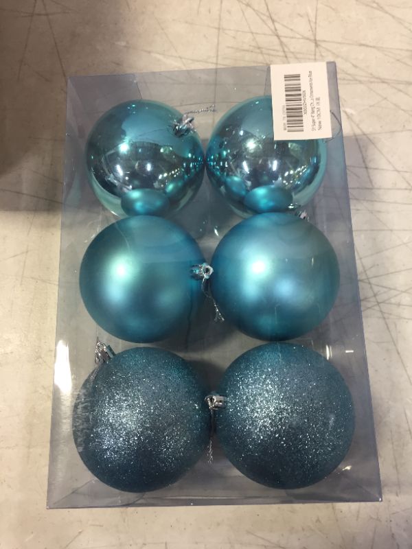 Photo 2 of 100MM/4 Large Christmas Ornaments, Christmas Ball Ornament Set for Xmas Tree, Shatterproof Decorations for Holiday, Party, Halloween, Thanksgiving, Christmas Decor - 6PCS, Ice Blue.

