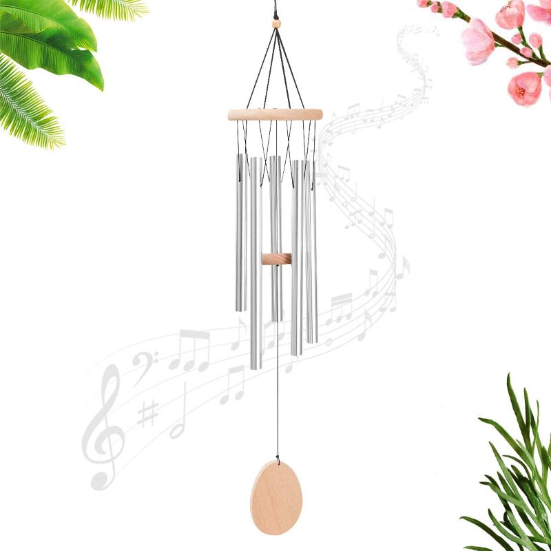 Photo 1 of Z&L House Outdoor Wind Chimes, Wind Chimes is Made of Aluminum and Beech Wood, 28.7 " Wind Chime Outdoor, 5 Tuned Tubes, Elegant Chime for Garden Patio Balcony and Home, Patio and Home Decoration.
