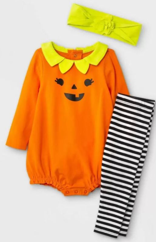 Photo 1 of Baby Girls' 2pc Pumpkin Top & Bottom Set - Cat & Jack Citrus Yellow 12M